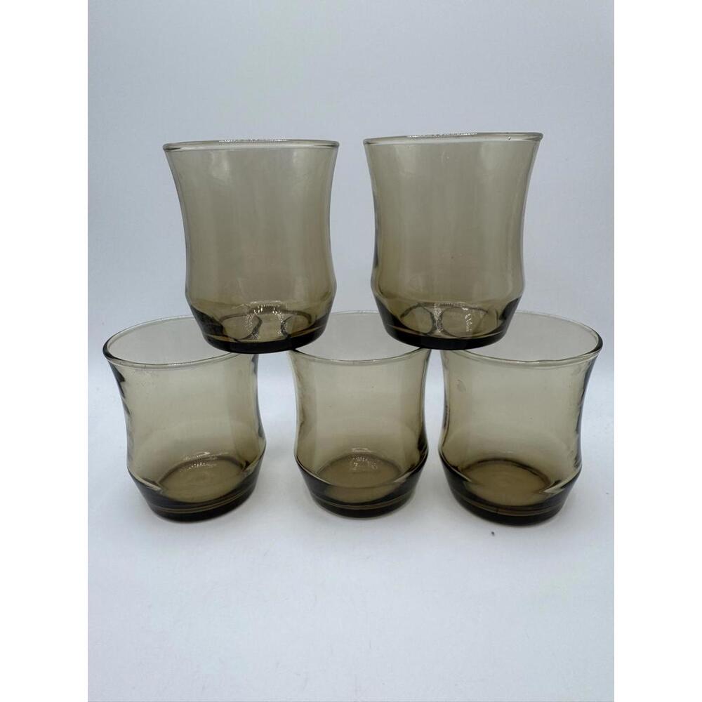 Libbey Apollo Tawny Brown Juice or Small Cocktail Glasses-Hold 5 Ounces-Set of 5